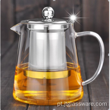 infusor de chá de vidro de pirex metal